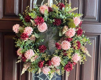 Corona de vid y eucalipto burdeos de 45 cm (18 pulgadas)