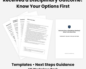 Disciplinary Outcome Pack | What To Do Next, Clarification & Appeal Templates | UK Employee PDF