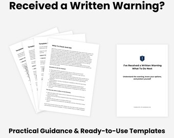 Written Warning Support Pack | Employee Guide & Letter Templates | Appeal Letter | Request for Clarification | Workplace Support | UK Digita
