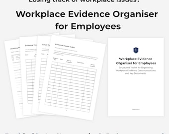 Workplace Evidence Organiser for Employees | Track Incidents, Emails & HR Meetings | Protect Yourself at Work PDF