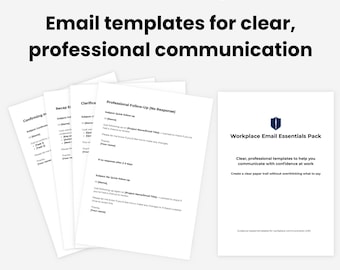 Workplace Email Essentials Pack | What to Say in Work Emails | Professional Email Templates | Follow Up, Recaps & Clarification Scripts