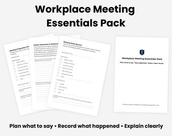 Workplace Meeting Essentials Pack | HR Meeting Templates, Impact Statement, Meeting Notes | UK Employee Help | Workplace & HR Meetings
