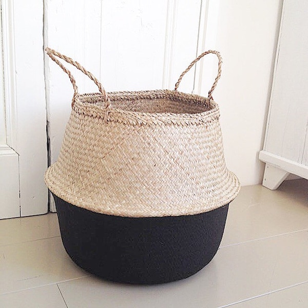 Large seagrass basket storage nursery for Toy of laundry , panier boule