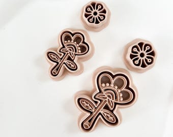 floral set clay cutters - polymerclay cutters - fimo clay - earrings clay cutters - 3D printed
