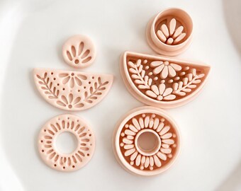 Floral Earring Clay Cutter STL | 3 Piece Polymer Clay File