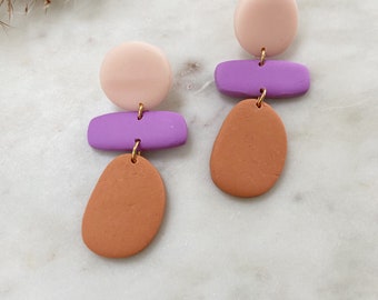 Handmade polymer clay earrings - jewelry - handmade earrings - minimalistic - hypoallergenic - boho jewelry - gifts for woman - modern