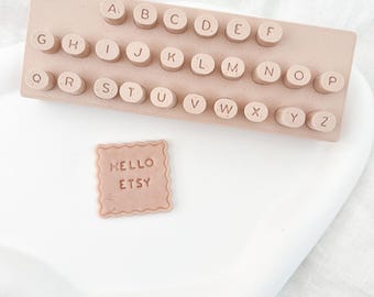 Initial upper stamps set with holder - clay stamps - letter stamps - polymeer clay stamps - ceramics - clay tools - baking - pottery