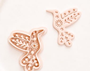 Folk Art Hummingbird Clay Cutter | Floral Bird Polymer Clay Cutter | Boho Hummingbird | Pottery Tool