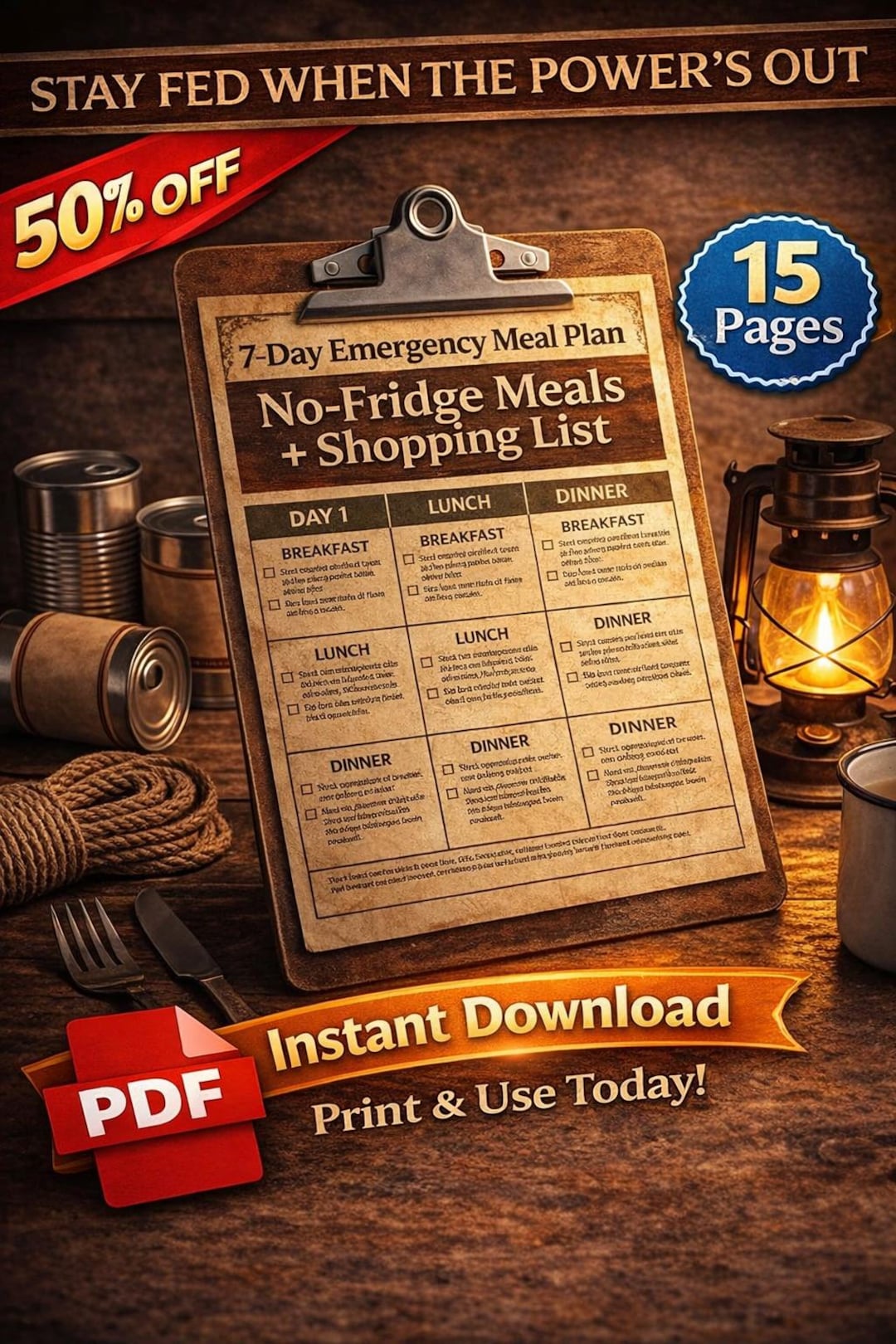 7-day Emergency Meal Plan Printable – Survival Kit & Disaster Plan PDF ...