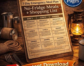 7-day emergency meal plan Printable – Survival Kit & Disaster Plan PDF