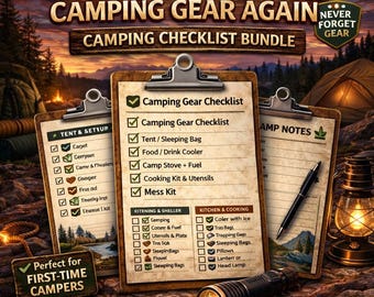 Tent Camping Checklist Printable Packing List (Digital Download)