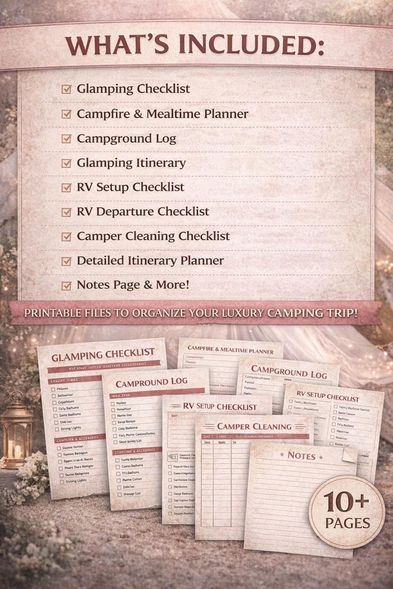 Glamping Checklist for Couples Printable PDF | Luxury Camping Packing ...