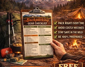 Backpacking Gear Checklist Printable – Hiking Packing List, Backpacking Trip Planner (Digital Download)