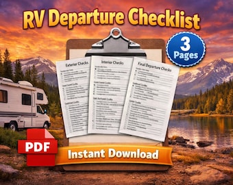 RV Departure Checklist, Motorhome Travel Trailer PDF (Instant Download)