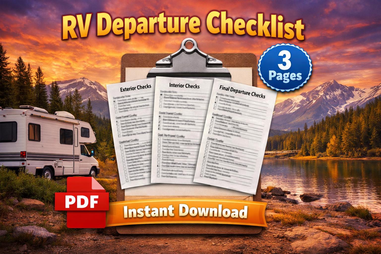 RV Departure Checklist, Motorhome Travel Trailer PDF (instant Download ...