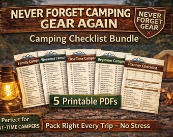 Camping Checklist Bundle | Family, Weekend, Beginner Planner (PDF Download)