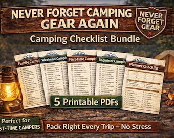 Camping Checklist Bundle | Family, Weekend, Beginner Planner (Printable PDF)