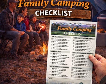 Family Camping Checklist Printable | Camping With Kids Packing List | Outdoor Trip Planner