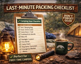 Last-Minute Camping Checklist | Quick Packing List, Essentials (PDF)