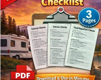 RV Departure Checklist, Motorhome Travel Trailer PDF (Instant Download)