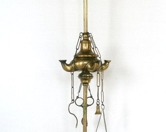 19th Century Solid Brass Lucerne Oil Lamp