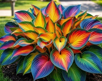 Rainbow Hosta Plants – Decoratief schaduwblad voor tuinranden, looppaden en terraspotten