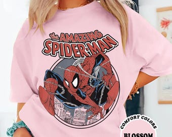 Camiseta retro de Los Vengadores: El Asombroso Hombre Araña de 1962, camiseta vintage con la portada del cómic de El Asombroso Hombre Araña, para fans de Los Vengadores, camiseta para un viaje familiar a Disneyland.