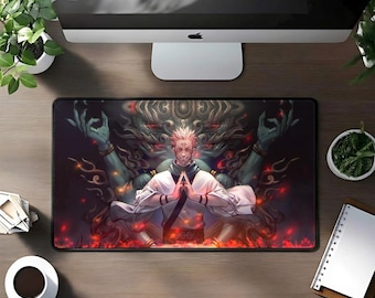 Gojo Satoru Desk Mat, JJK Anime Gaming Mouse Pad, Infinity XL Extended Desk Pad, Sorcerers Gamer Gift Keyboard Mat