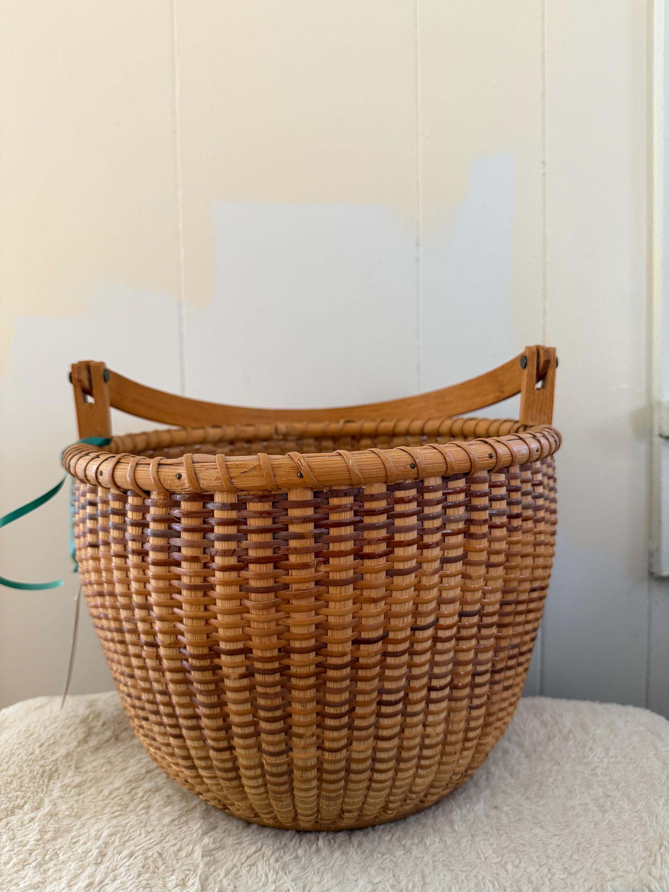 木製バスケット（持ち手付き）　Basketville Basketville Baskets - Etsy Canada