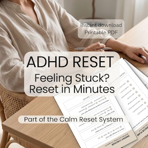 ADHD Reset Toolkit Printable PDF | Overwhelm Support | Executive Dysfunction Help | Gentle Calm Reset Method
