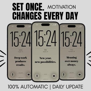Automatic Daily Lock Screen for iPhone (365 Wallpapers - Cafe’ - Motivation) | Changes Every Day | Easy 2 Min Setup with Shortcuts