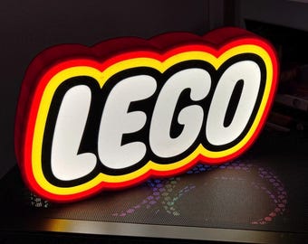 LEGO LED Light Box Sign | 3D Printed Desk Lamp | USB Powered Gamer Room Decor | Man Cave Night Light