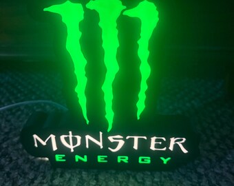 Monster Energy LED Light Box Sign | 3D Printed Desk Lamp | USB Powered Gamer Room Decor | Man Cave Night Light