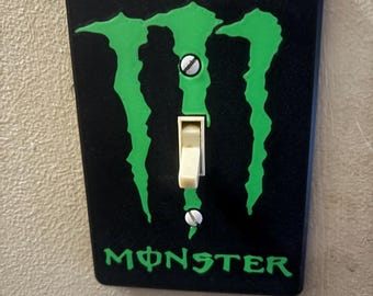 Placa embellecedora para interruptor de luz Monster Energy con logo verde, decoración para sala de juegos, 1 interruptor