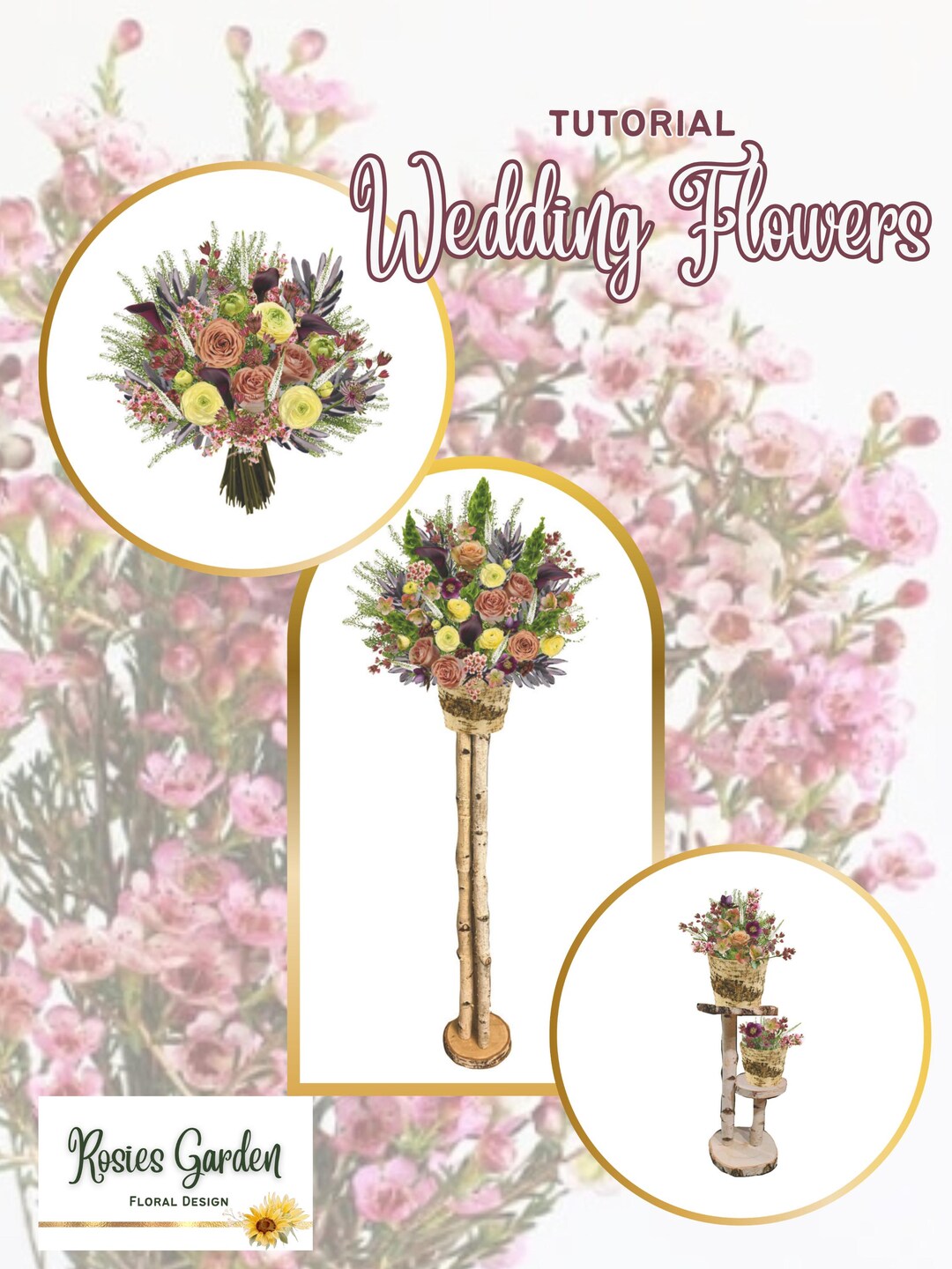 Wedding Roses Layout Wedding Flowers Design Tutorial 12 Page PDF - Etsy