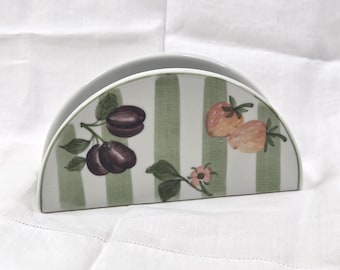 vintage Andrea by Sadek porte-serviettes en céramique rayures vertes fruits Thaïlande