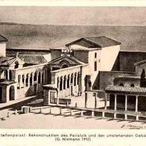 Vintage postcard Split- Jugoslavija - Peristyle and surrounding buildings - from George Niemann's drawings