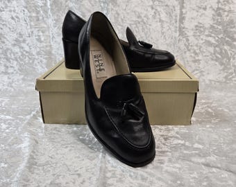 1990s Nine West women's O-Camala block heel loafer black size 9W