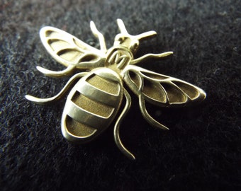 MancBee BRASS -  the Manchester Bee pin / badge / brooch and pendant  - Made in Manchester