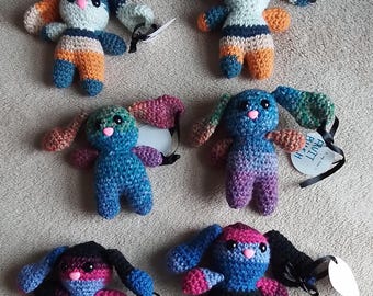 Crocheted Bunny Amigurumi: Colorful Handmade Plush Toy for Easter Gift