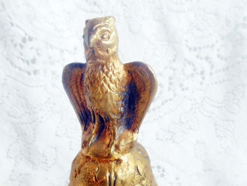 excellent Vintage Bronze Old eagle patina owl Statue