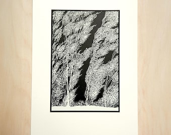 Vintage Schwarz & Weiß Illustration Druck - Rahmenbarer Kunstdruck A4, Bäume, Don Blanding