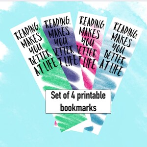 Instant download, printable, print yourself, printable bookmark, digital bookmark, book lover, gifts for students, set of bookmarks