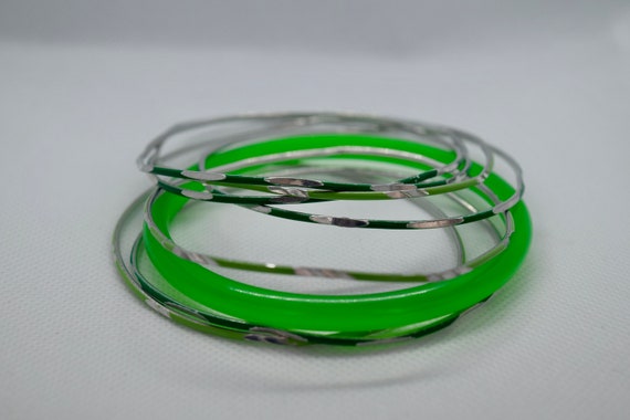 Stackable bangles, green bangle bracelet stack, g… - image 2