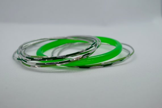 Stackable bangles, green bangle bracelet stack, g… - image 1