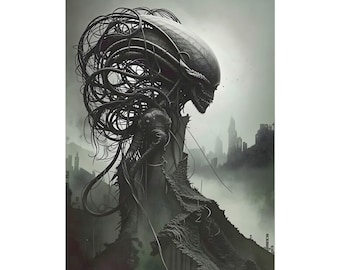 Biomechanical Alien Creature- Sci Fi Horror Art Print