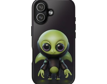 Jolie coque de portable verte vampire extraterrestre - science-fiction kawaii - mate ou brillante