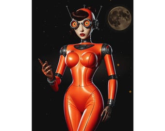 Mujer Robot Espacial Retro I - Arte Pin-up de Ciencia Ficción