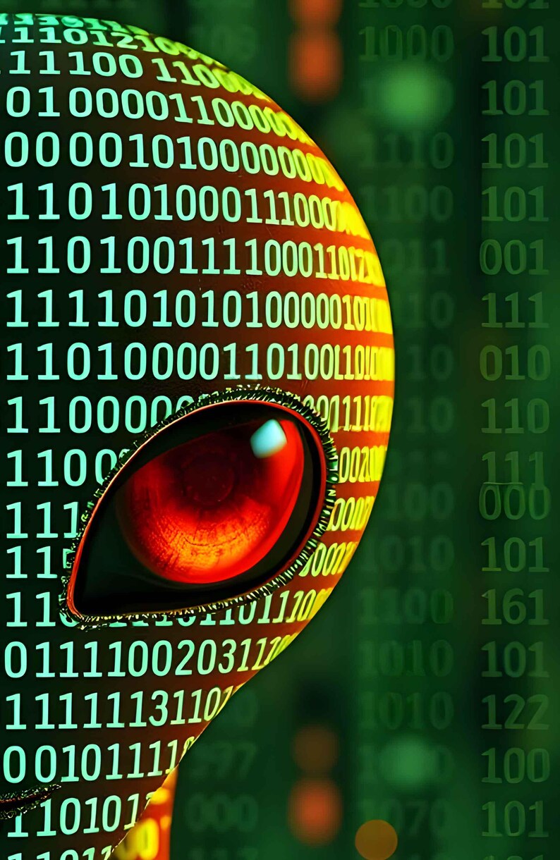 Binary Code Alien Poster | Sci-Fi Space Tech Wall Art Print - Closeup