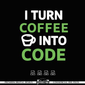 Je transforme le café en code SVG – Conception humoristique de programmeur (téléchargement numérique)